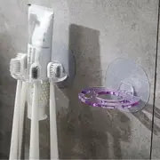 Toothbrush Holder Wall Mount Sucker Bathroom Suction Cup Toothpaste Storage Rack