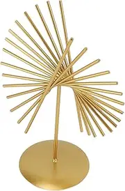 Metal Art Statue, Gold Abstract Sculpture with Base, Geometric Figurines, 3D Metal Home Table Top Decor, Desk Table Sculpture Ornaments for Home, Bedroom, Living Room