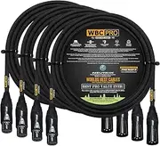 4 Units - 15 Foot - WBC-PRO-Quad Ultra-Silent Ultra-Flexible Balanced Star-Quad Cable with Neutrik Male & Female XLR Plugs & Black Tweed Jacket