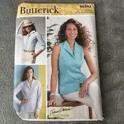 Butterick Pattern B6842 Sz 16-24 Misses Fold Back Collar Shirt Sleeve Sleeveless