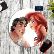 THE LITTLE MERMAID ARIEL & PRINCE ROUND CUSTOM NEOPRENE PC MOUSEPAD DESK MAT