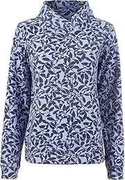 [s'questo] Sweatshirt Turtleneck Blue Fleece Floral Print Cords Soquesto Collection Love Letters, Frosted Aqua, 16 AU