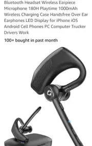 Bluetooth Headset Wireless Earpiece Microphone 180H Playtime 1000mAh LED Trucker