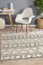 Rug Culture Neutral Handmade Wool Cotton & Viscose Tribal Flatwoven Rug