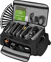 Vangoa DJ Cable Gig Bag Large, Thick Padding Durable with 8 Detachable Adjustable Divders, 16" Laptop Sleeve, 10 Cable Ties, DJ File Bag Travel Musicians Bag for DJ Gear, 23"x10"x11", Gray