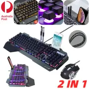 Gaming Keyboard Mouse Combo Wired Mechanical Rainbow Backlit Laptop RGB LED PC