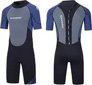 Shorty Wetsuit Men Swimsuit 2mm/3mm Neoprene Diving Suits Swimwear Stretch Short Sleeve One Piece Dive Skin Back Zip UPF50+ Thermal Cold-Proof Swimwear for Surfing Swimming Snorkeling Water Sports