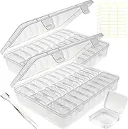 [YBAONAN] 2 Pcs Bead Storage Containers,60 Pcs Small Plastic Containers with Lids,Bead Organizer Box,Bead Organizers and Storage for Jewelry,Bead,Earring,Hardware