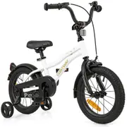 Costway 36 cm Bike Boys & Girls Training Bicycle w/Adjustable Seat & Removable Training Wheels White