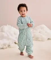[Sleep Suit Long Sleeve] Green Lamb's Best Friend •Quilted Organic Cotton/Filling 30% Merino Wool