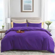 LINENOVA Purple Quilt Cover Set - Ultra Soft Microfiber Doona Cover Bedding Set in Solid Plain Color