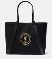[Saint Laurent] Saint Laurent Rive Gauche embroidered canvas tote bag One Size black