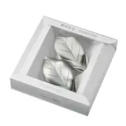 Japanese Cutlery Chopstick Rest Holder Boxed For Gift Camellia Leaf / Silver