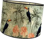 WeiLaiKeQi Bamboo Lamp Shades Drum Lamp Shade E27 Farmhouse Decorative Lampshade Japanese Lampshade for Table Lamps Desk Lamps, Flower Birds