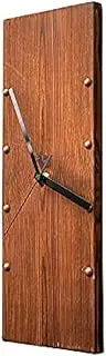 KOLYMAX Wooden Wall Clock Silent Non-Ticking, Frameless Rectangle Art Wall Clocks Farmhouse Wall Décor，Handmade Clocks Decorative for Home Living Room Kitchen Office, 5.78 x16.6inch Rustic