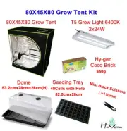 80x45x80cm Seeding Cloning Grow Tent T5 Light Coco Medium Dome Hydroponics kit