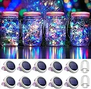 30 LED 10 Packs Mason Jar Lights with Hangers Colorful Solar Mason Jar Lids Fairy String Light Outdoor for Patio Yard Garden Decor Christmas Wedding Party Lights (NO Jars)