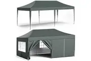 Oppsbuy 3*6M Pop Up Canopy Tent, Commercial Canopy Tent Heavy Duty Tent Easy Set-up Gazebo, with 6 Sidewalls, for Wedding, Birthday, Graduation