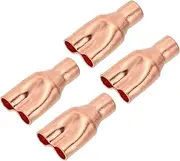 uxcell 5/16" x 1/4" x 1/4" ID Tee Tee Y Type Copper Fitting, 4 Pcs Welding Joint Split Union Intersection for HVAC, Air Conditioning Refrigeration System