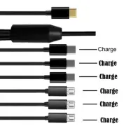 1 To 6 Charging Cable Type-C to 3 Micro USB+3 Type C Cord