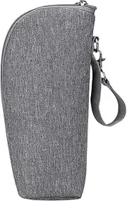 Insulated Baby Bottle Bag, Easy Carry Warmer Bag for Baby Bottles, Waterproof Feeding Bottle Warmer Bag with Lanyard, Bottle Warmer Bag for Baby Food Breastmilk Storage (Grey)