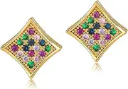 [FanLeClair] Women 18K Gold Plated Small Cubic Zirconia Stud Earrings