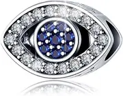 LONGLUCK Crystal Blue Evil Eye Bead Charm Lucky Charms fits Charms Bracelets for Woman 925 Sterling Silver Dangle Pendant Bead,Girl Jewelry Beads Gifts for Women Bracelet&Necklace