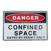 2x Warning Danger Confined Space 200*300mm Entry Metal Al Reflective Sign