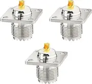 tunghey 3Pack SO-239 Chassis Mount Connector SO239 Solder Connector UHF Female 4 Holes Panel Chassis Mount Flange Solder Cup Connector SO239 Bulkhead Connector