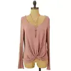 Love Tree Twist Hem Top Size S Long Sleeve Stretch Mauve Pink NEW Tag B91