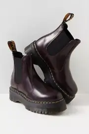 Doc Martens Black Leather Platform Chelsea Boot Women Size 8