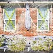 1000 Sqft Stretch Spider Webs Halloween Decorations Bonus with 77 Fake Spiders