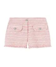 Versace Tweed Frayed Edge Mini Shorts IT40 light pink