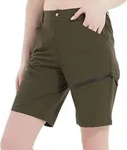 [Apotemis] Women's Hiking Cargo Shorts Summer Quick Dry Lightweight Shorts Travel Athletic Golf with Zipper Pockets