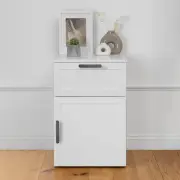 Porto Bedside Table - White - Hamptons - Oval Black