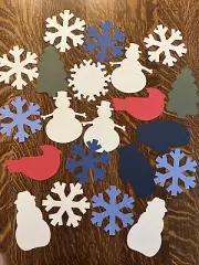 WINTER Paper Die Cuts (21 Pieces) Snowflake Christmas Tree Snowman Cardinal