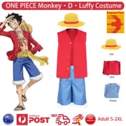 Anime ONE PIECE Cosplay Monkey·D·Luffy Costume Halloween Party Outfits Hat Tops