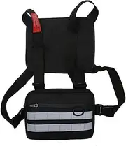 [Maizoon] Outdoor Chest Bag Multi Pocket Sports Backpack with Mobile Phone Holder Suitable for Exercise Cycling and Hiking, Black Reflective, Modern