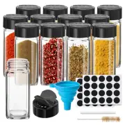 12 Pack Glass Spice Jars with Labels, 4oz Spices Containers Spice Jars with B...