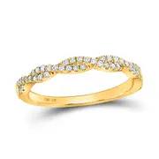 14k Yellow Gold Round Diamond Twist Stackable Band Ring 1/4 Cttw