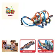 Track Set and Toy Car, Large-Scale Motorized Track with 3 Corkscrew Loops, 3 ...