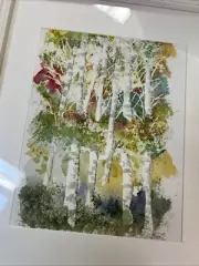 Birch In Reflection Original Watercolor By Mike Bonelli. 1/1
