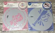 Vintage Lot of 2 Wilton Cake Stencils - Rose & Baseball - Retired (1998)