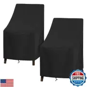 SunPatio Outdoor High Back Chair Covers Waterproof, 2 Pack Stackable Patio Ch