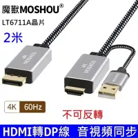 在飛比找Yahoo!奇摩拍賣優惠-魔獸 2米 hdmi 2.0 轉 DP1.2 轉接線 HDM