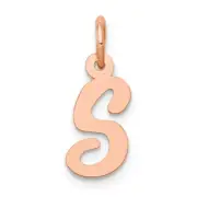 14k Rose Gold Small Script Letter S Initial Charm Bracelet Necklace