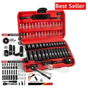 63-Piece 1/4" Socket Wrench Set with 72T Ratchet for Automotive and Home Repairs