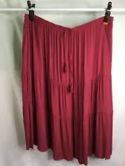 AUTOGRAPH TANGO RED MAXI TEIRED SKIRT SIZE 22 COMFORTABLE ALL NEW