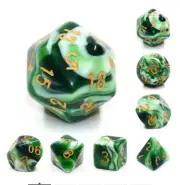 NEW RPG / D&D Dice Set of 7 - Marble Cream Green