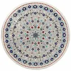 White Marble Dining Table Top Multicolour Gemstone Inlay Work Sofa Center Table